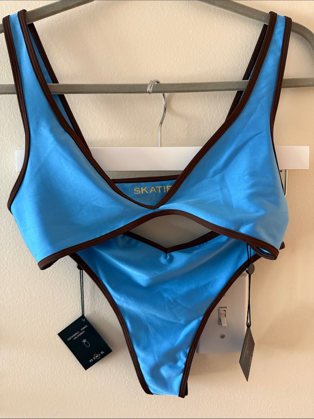 Skatie Blue Bikini with Brown Trim - Picture 4 of 8